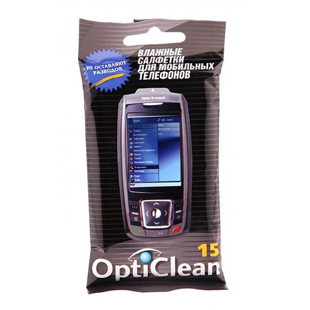 Салфетки влажные OPTICLEAN для мобильных телефонов n 15 шт. Opti clean №15 влажные салфетки для мобильных телефонов арт. 48176. Влажные салфетки для экранов OPTICLEAN. Opti clean для экранов всех типов влажные салфетки 90 шт..