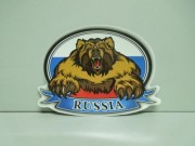 Наклейка RUS-флаг "Медведь" овал 10x14см
